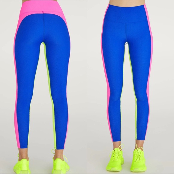 NWT Beach Riot Color Block Neon Ribbed Leggings - Picture 2 of 13